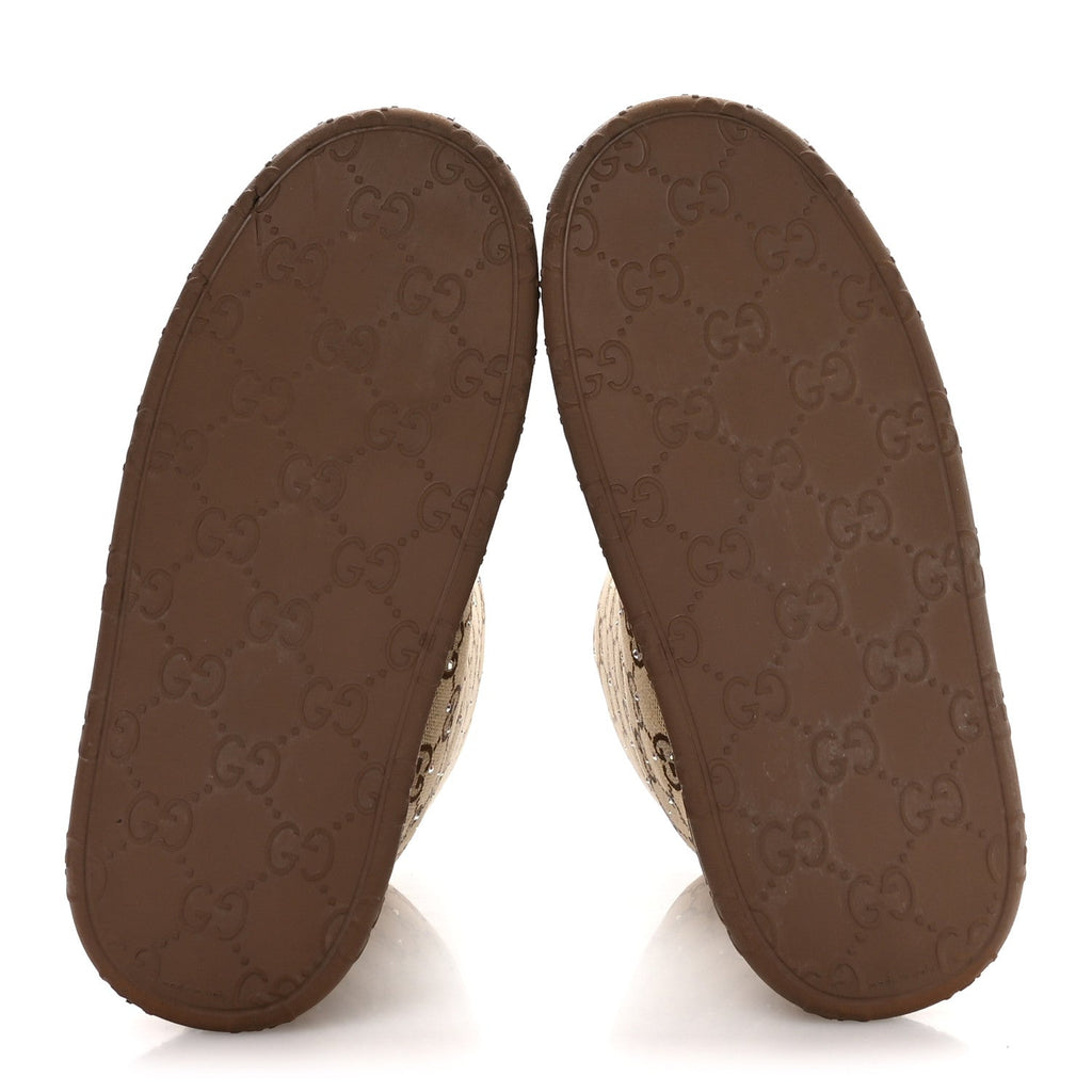 Gucci Monogram GG Strass Thermal Bootie 37 Camel Ebony