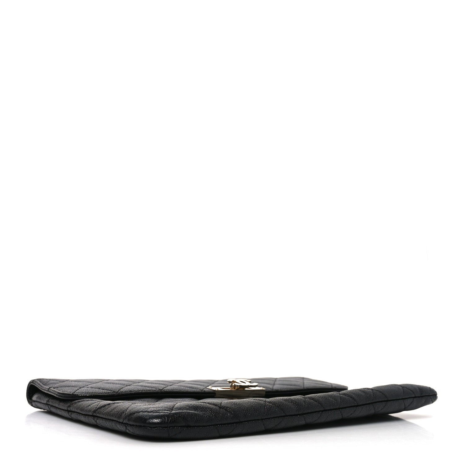 Caviar Quilted Medium Golden Class Pouch Black