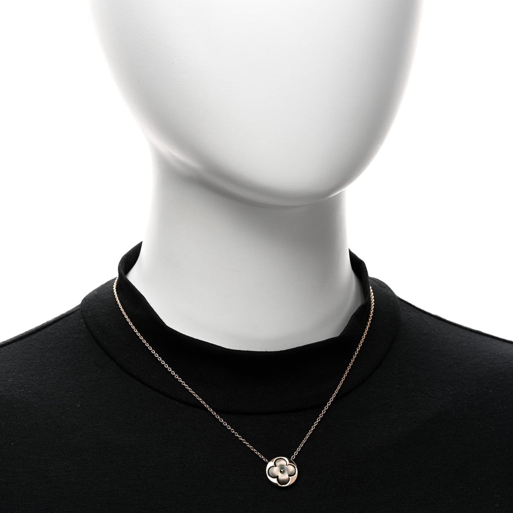 Louis Vuitton 18K Pink Gold Grey Mother Of Pearl Blossom Sun Pendant Necklace
