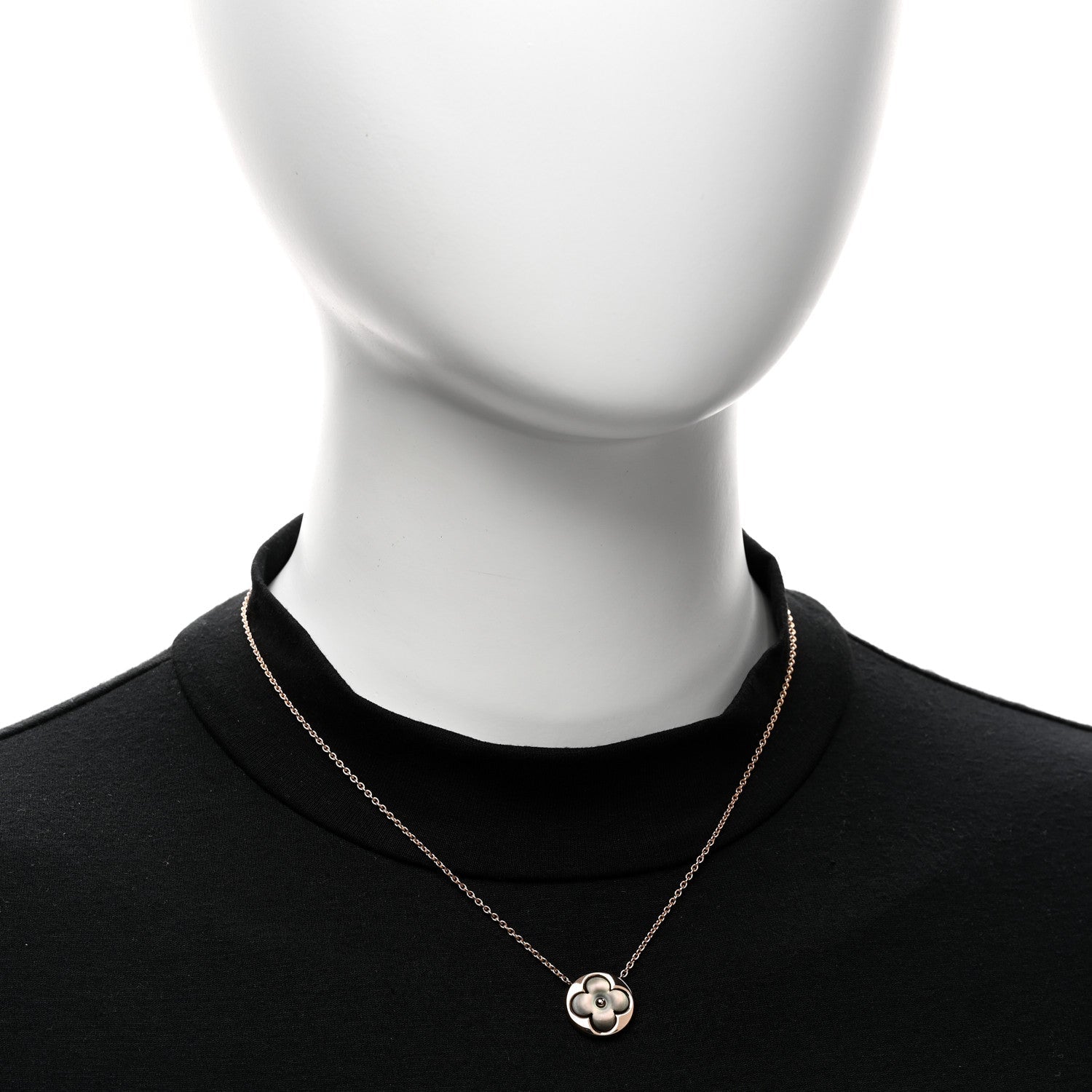 Louis Vuitton 18K Pink Gold Grey Mother Of Pearl Blossom Sun Pendant Necklace