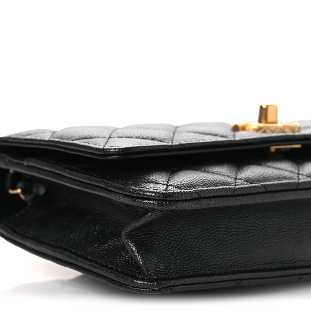 Chanel Pearly Caviar Quilted Fit For You Wallet On Chain WOC Black