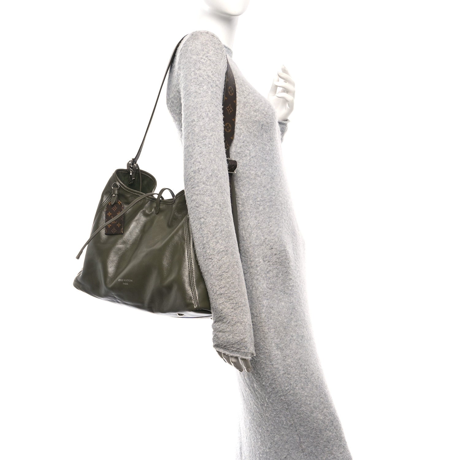 Louis Vuitton Lambskin CarryAll Vibe MM Dark Kaki