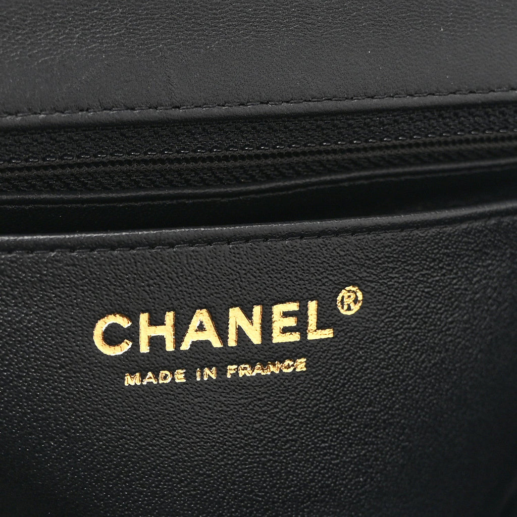 Chanel Lambskin Quilted Mini Coco Charms Rectangular Flap Black