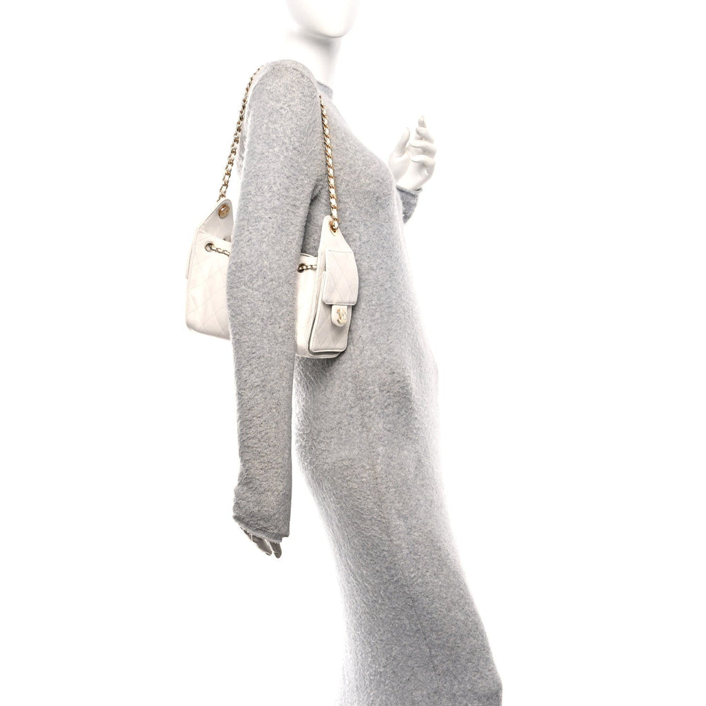 Chanel Caviar Quilted Mini Chanel 25 Handbag White