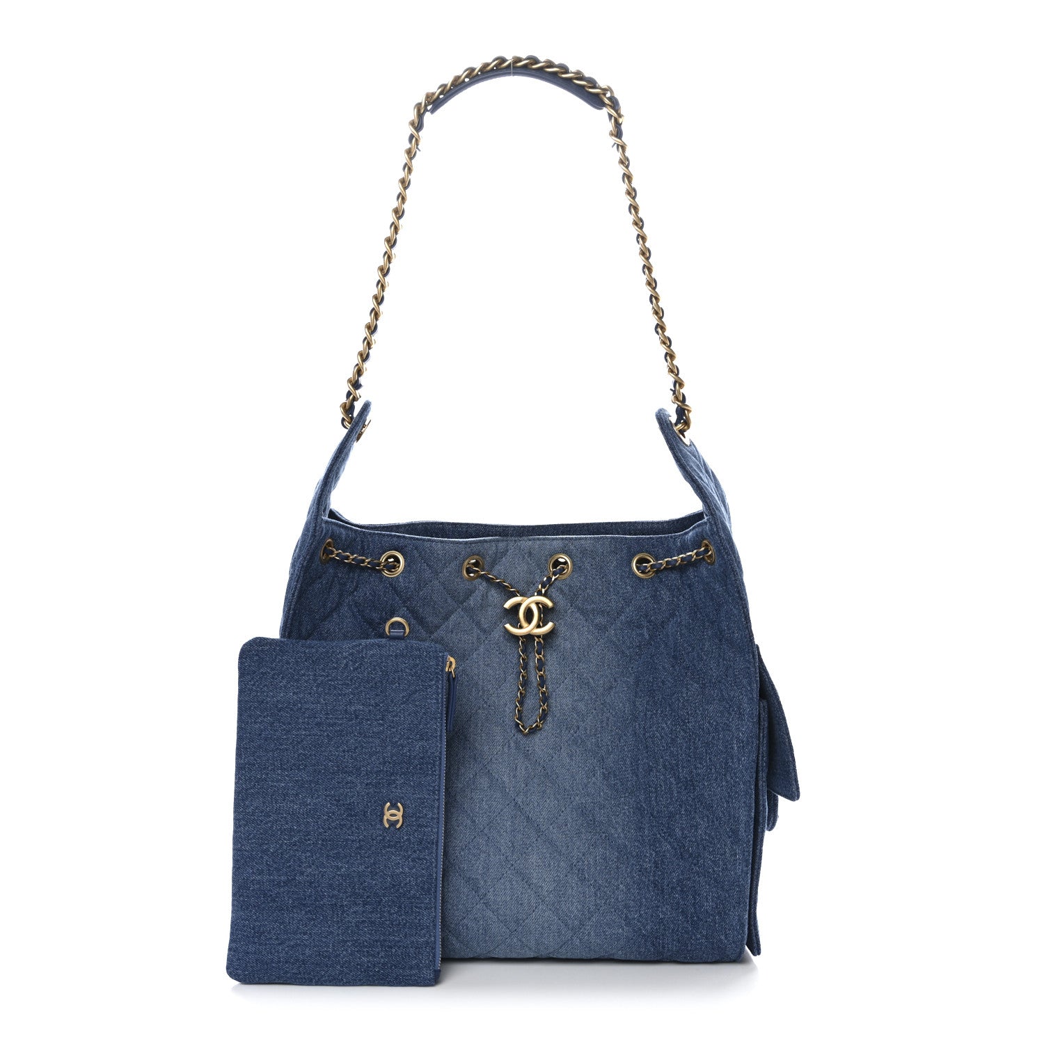 Chanel Washed Denim Quilted Medium Chanel 25 Handbag Blue