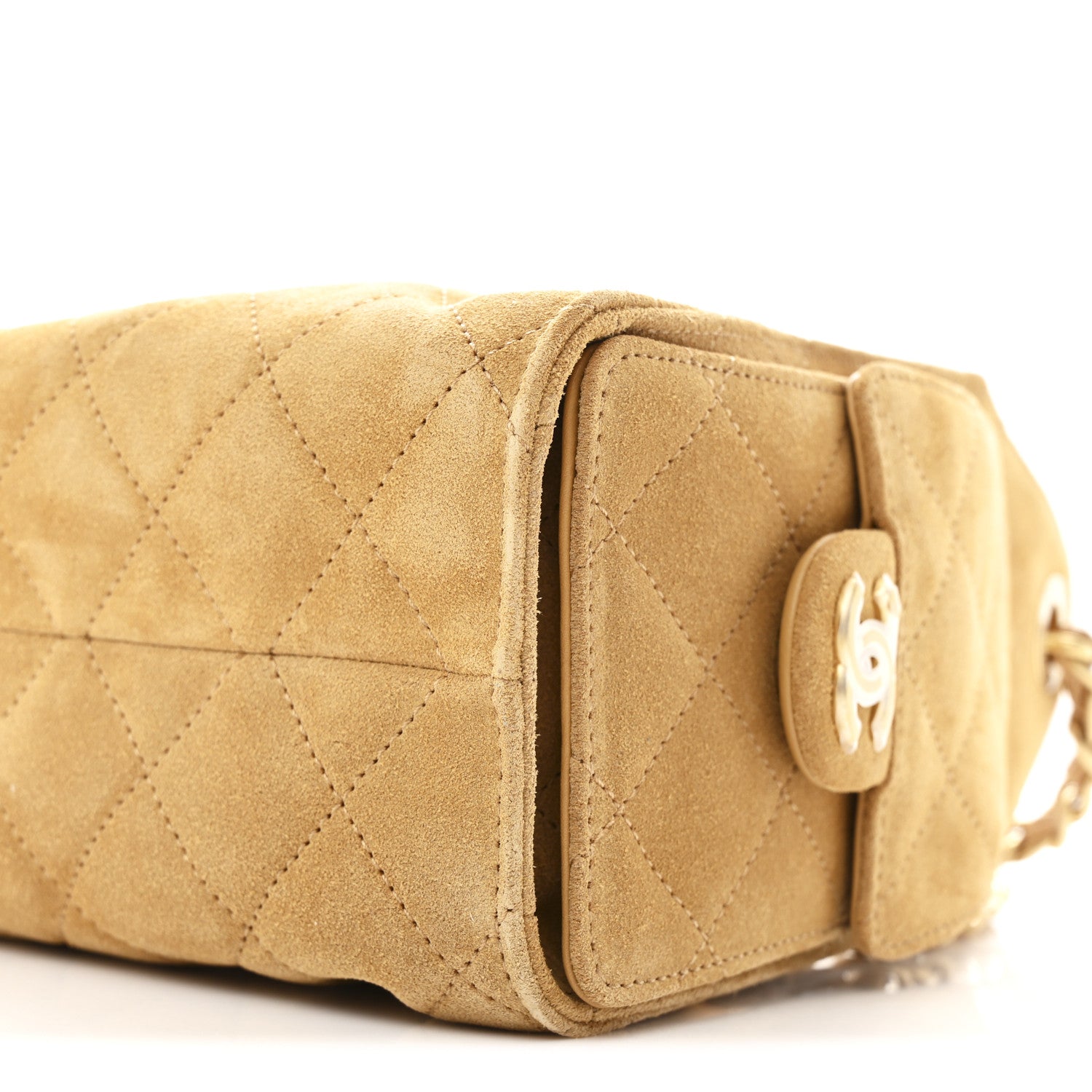 Chanel Suede Quilted Mini Chanel 25 Handbag Beige