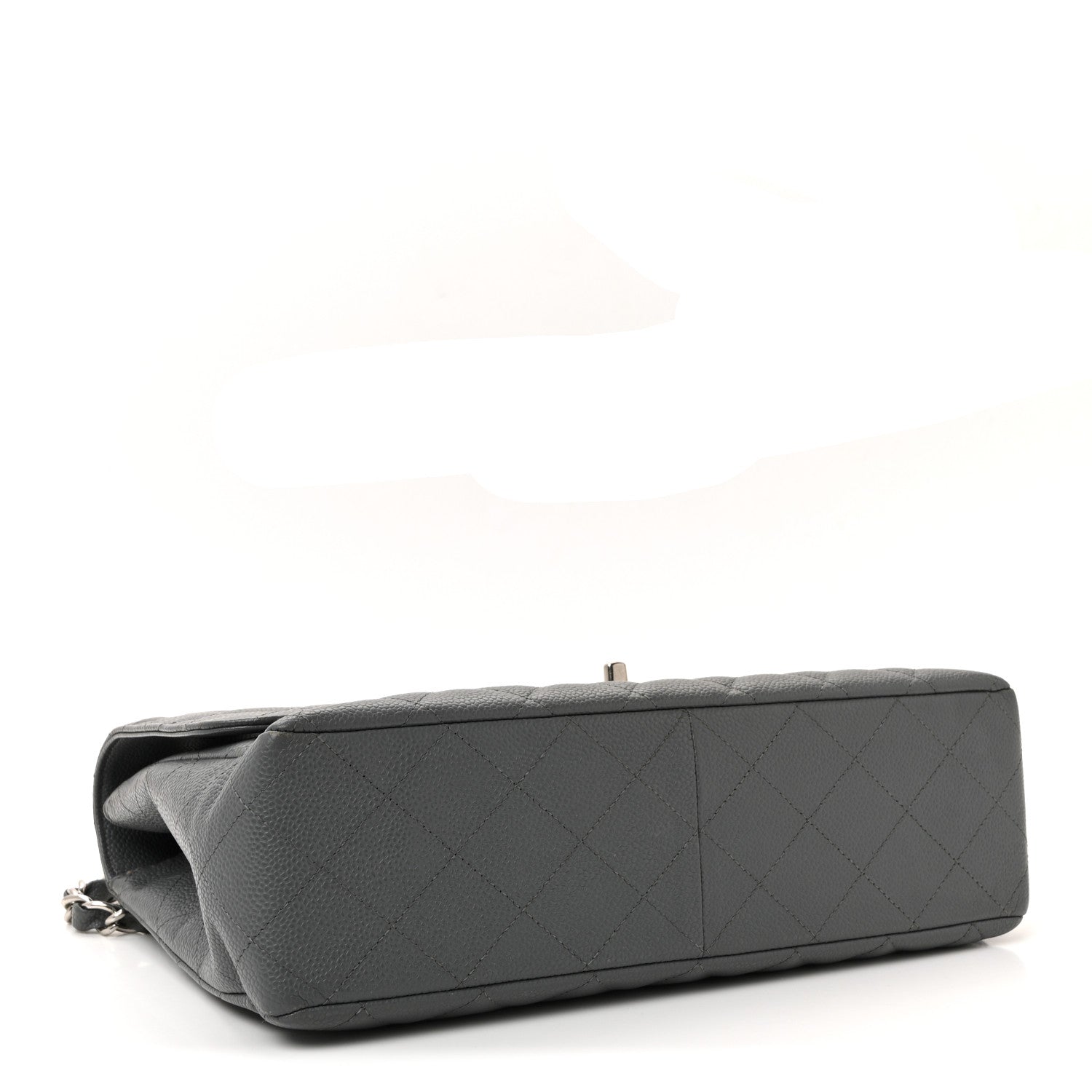 Chanel Caviar Quilted Jumbo Single Flap Grey