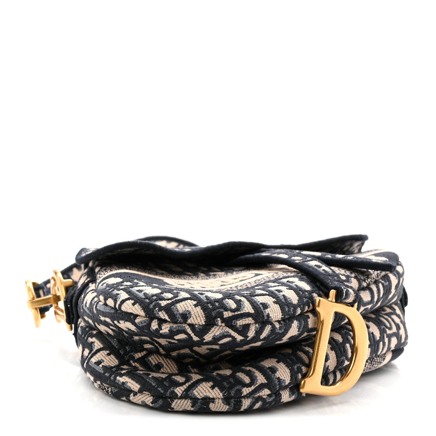 Christian Dior Oblique Embroidered Saddle Bag Blue