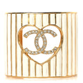 Crystal Heart CC Cuff Bracelet M Gold White