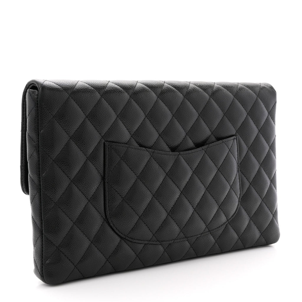 Chanel Caviar Quilted Flap Clutch Black