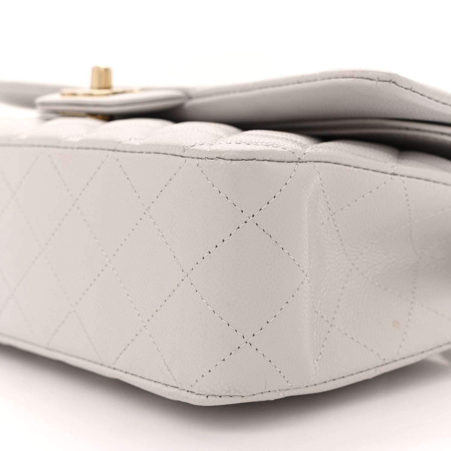 Chanel Caviar Quilted Medium Double Flap Light Grey