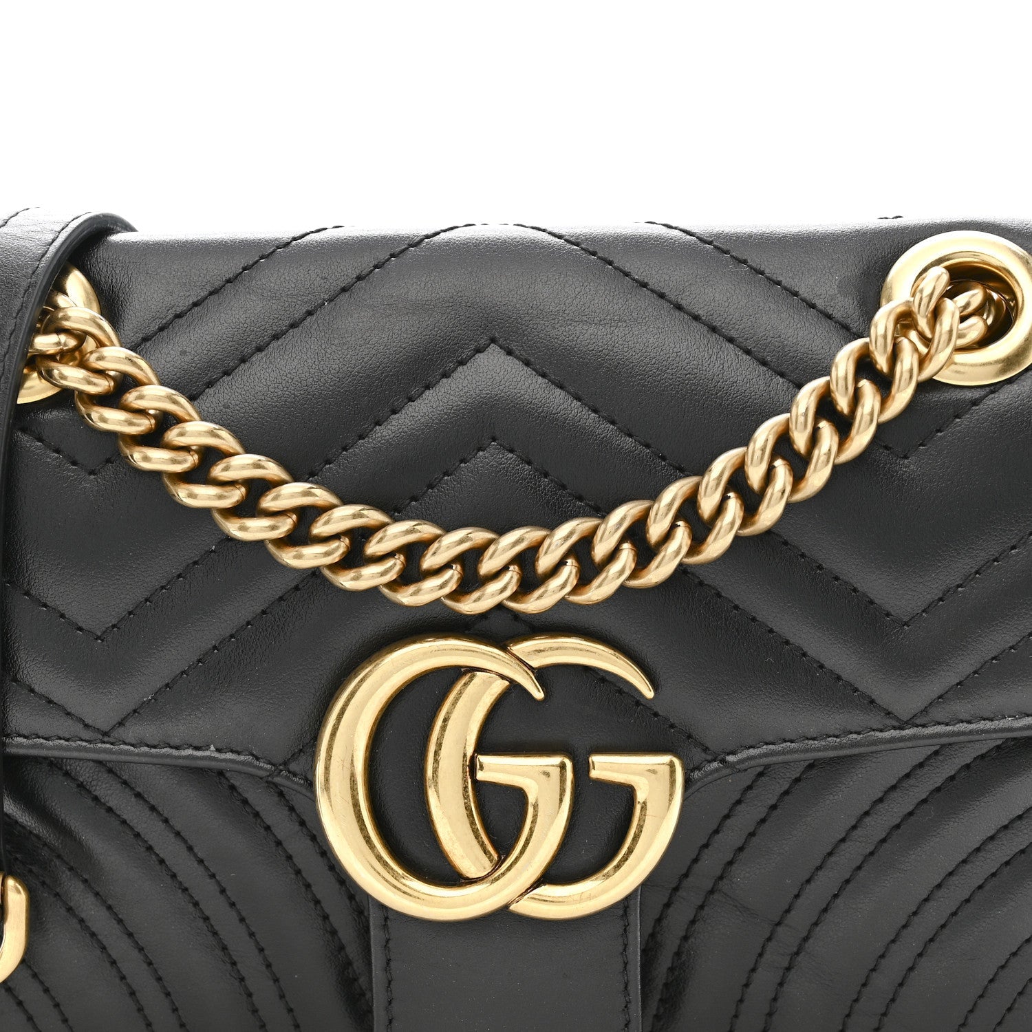 Gucci Calfskin Matelasse Mini GG Marmont Shoulder Bag Black