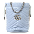 Gucci Calfskin Matelasse Mini GG Marmont 2.0 Bucket Bag Porcelain Light Blue