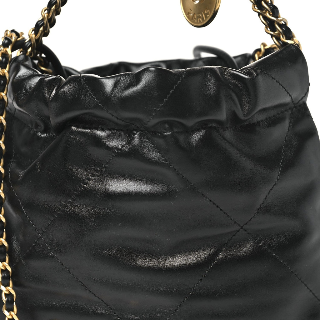 Chanel Shiny Calfskin Quilted Mini Chanel 22 Black