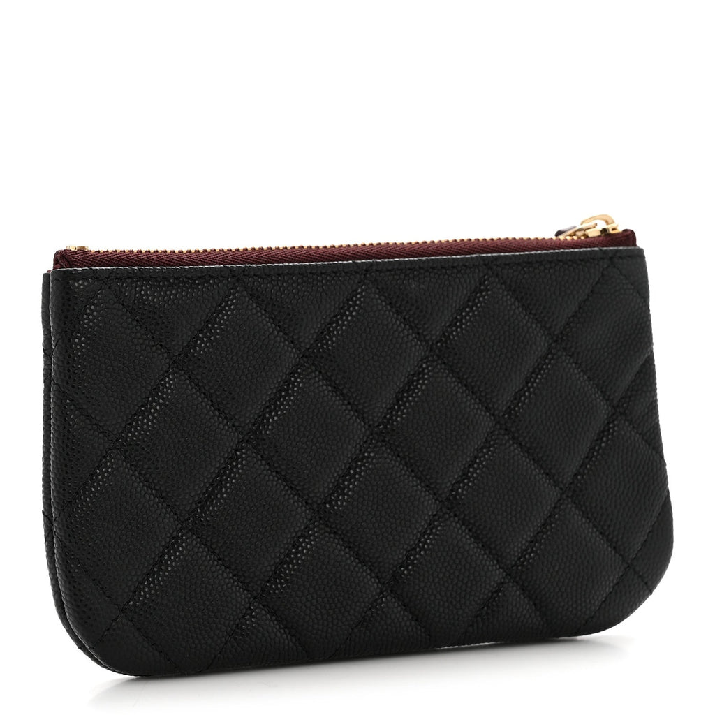 Caviar Quilted Small Pouch Black