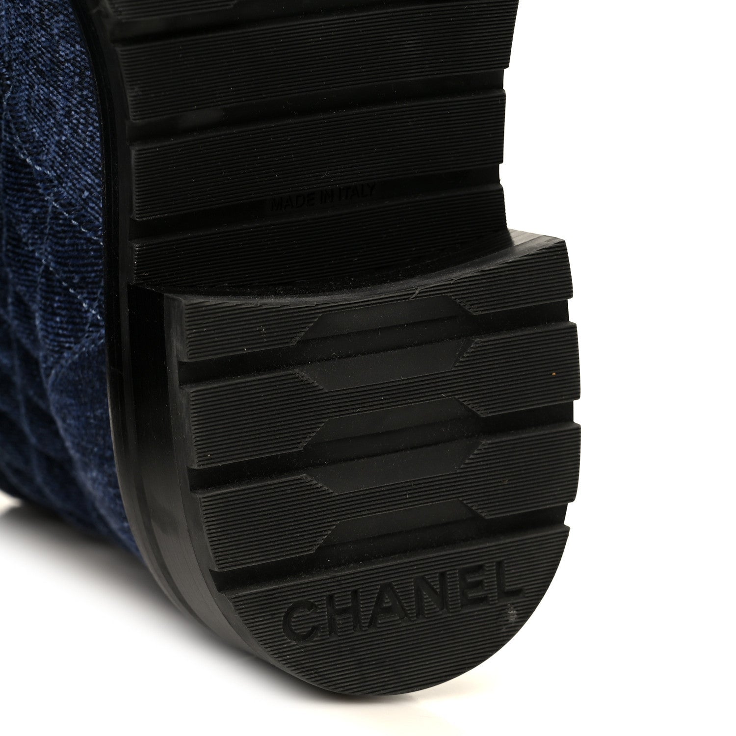 Chanel Shiny Calfskin Velvet Quilted Lace Up Combat Boots 37 Blue