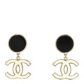 Enamel CC Drop Earrings Black White