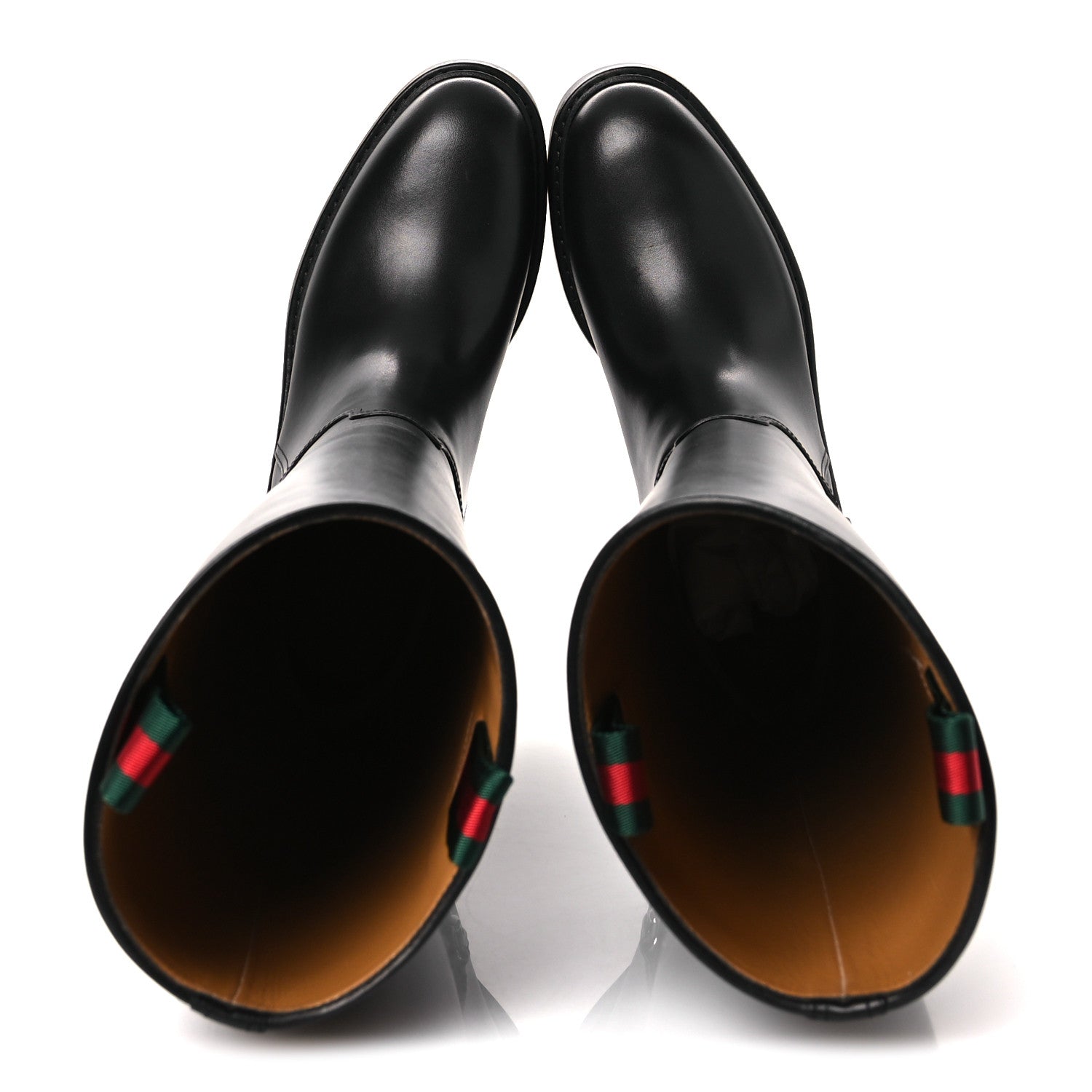 Gucci Shiny Calfskin Michelangelo Slim Horsebit Riding Boots 36 Black