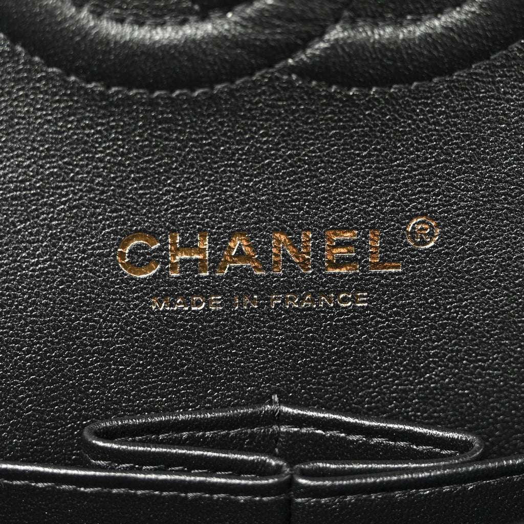 Chanel Iridescent Lambskin Quilted Medium Double Flap Black