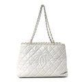 Chanel Glazed Calfskin Quilted Small Chain Me Tote Dark White
