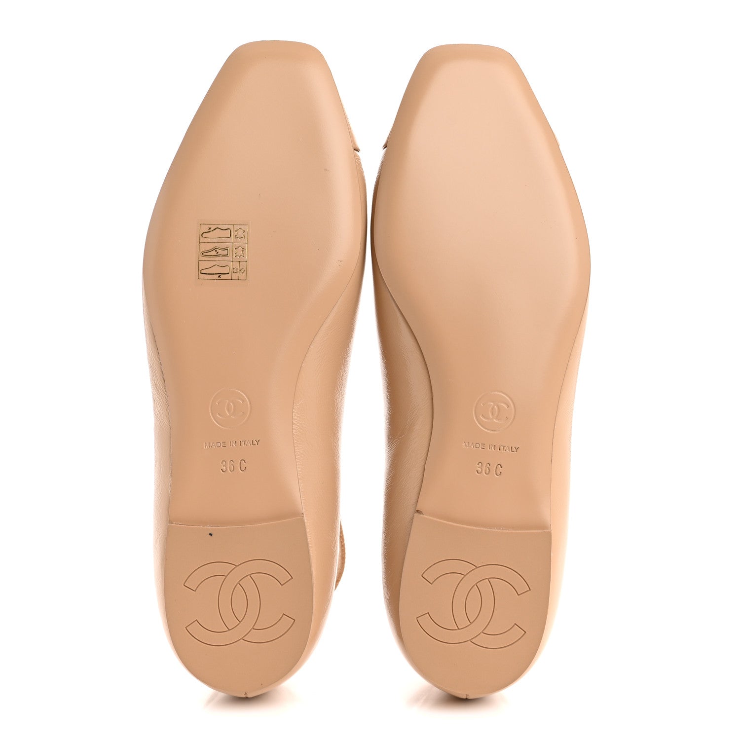 Chanel Shiny Calfskin Camellia Ankle Strap Ballerina Flats 36 Beige