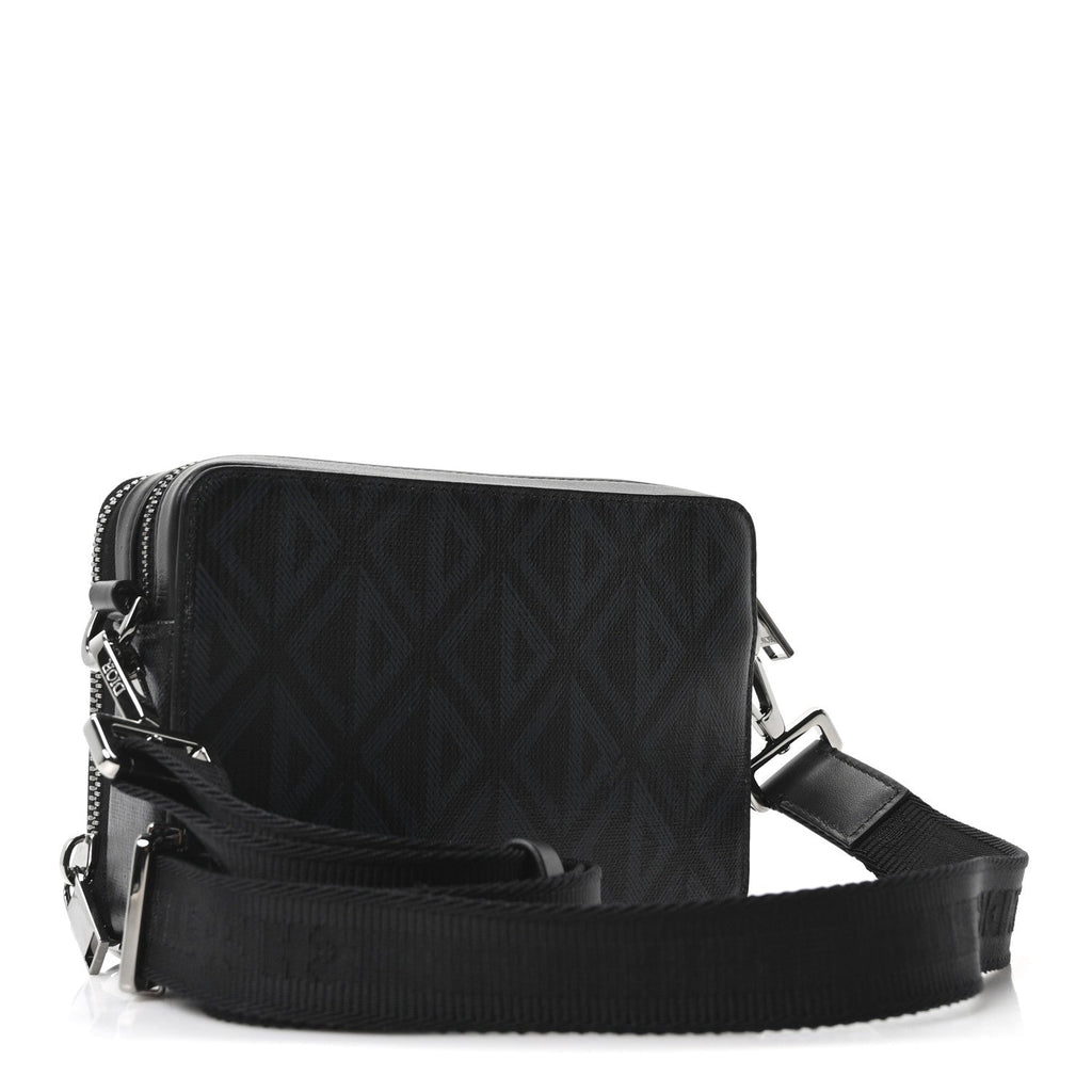 Christian Dior Coated Canvas CD Diamond Messenger Pouch Black