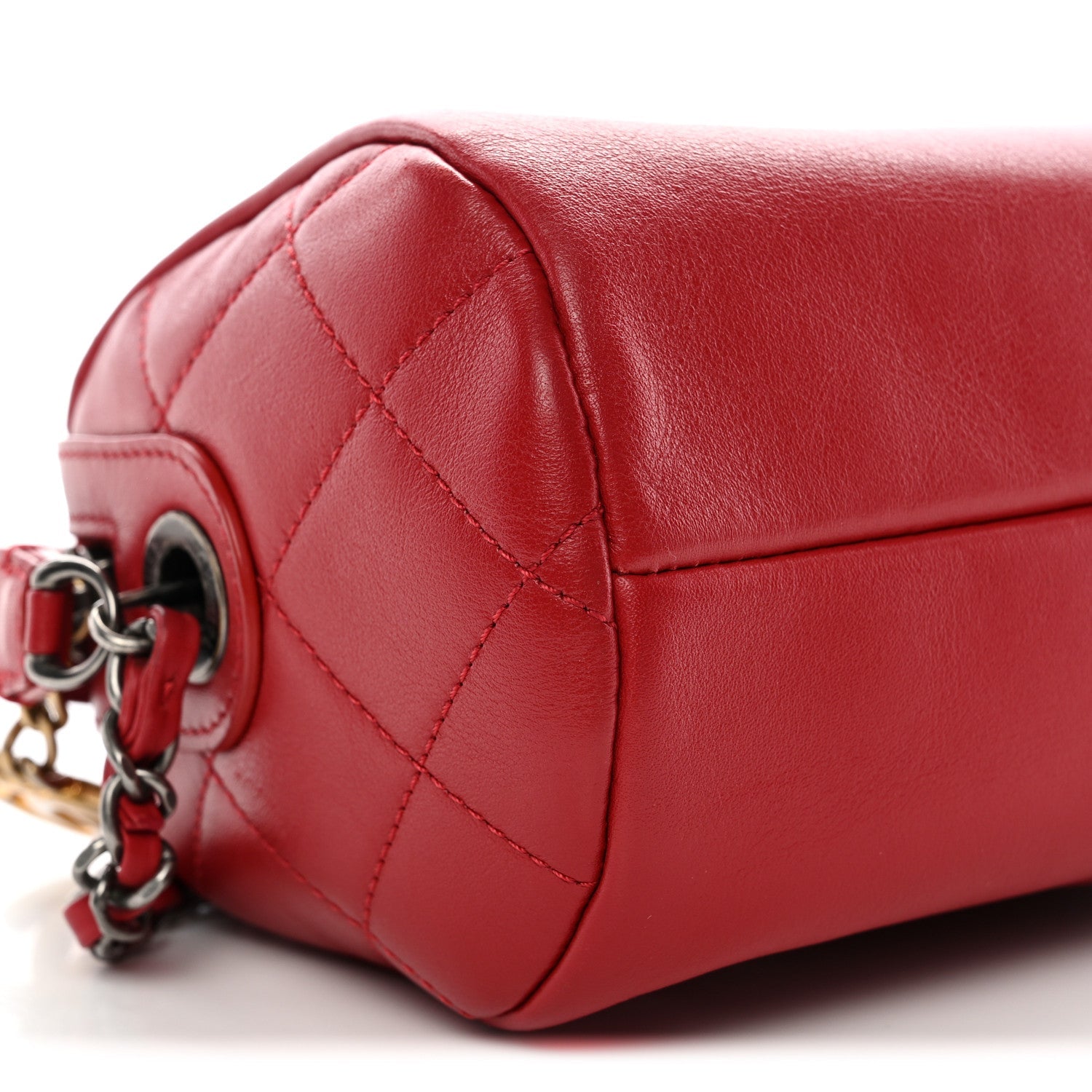 Chanel Calfskin Chain 20s Signature Bowling Bag Red