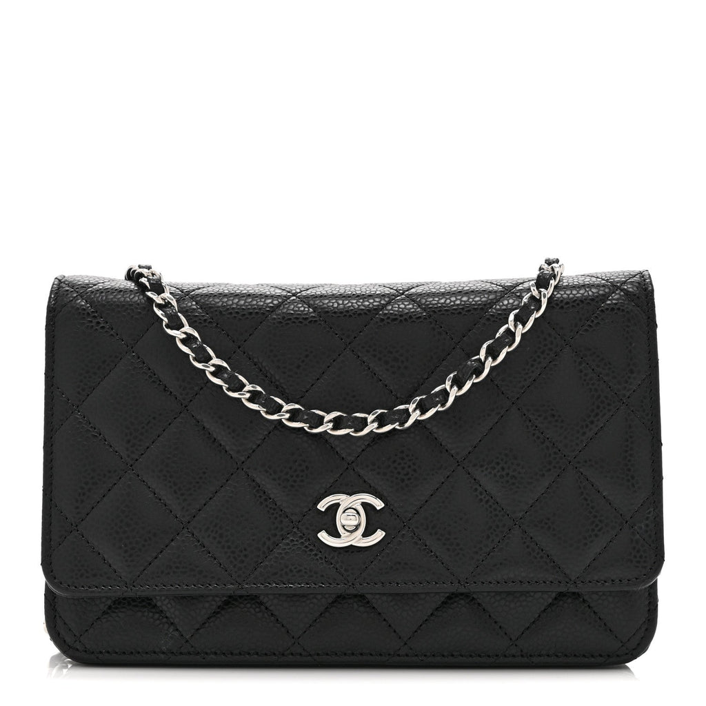 Chanel Caviar Quilted CC Turnlock Wallet On Chain WOC Black