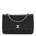 Chanel Caviar Quilted CC Turnlock Wallet On Chain WOC Black