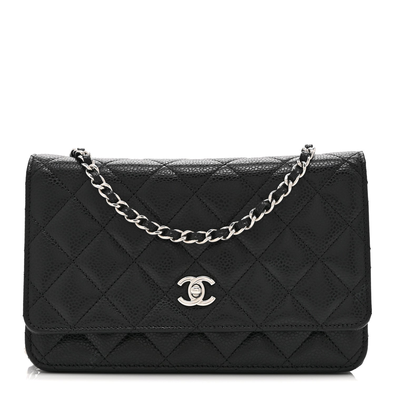 Chanel Caviar Quilted CC Turnlock Wallet On Chain WOC Black
