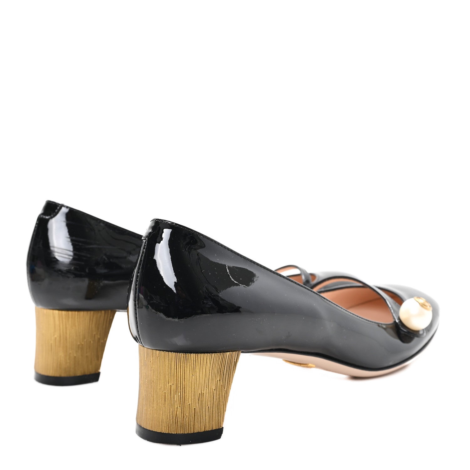 Gucci Vernice Crystal Pearl Embellished Mary Jane Pumps  36 Black