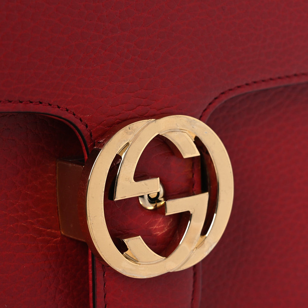 Gucci Dollar Calfskin Small Interlocking G Shoulder Bag Red