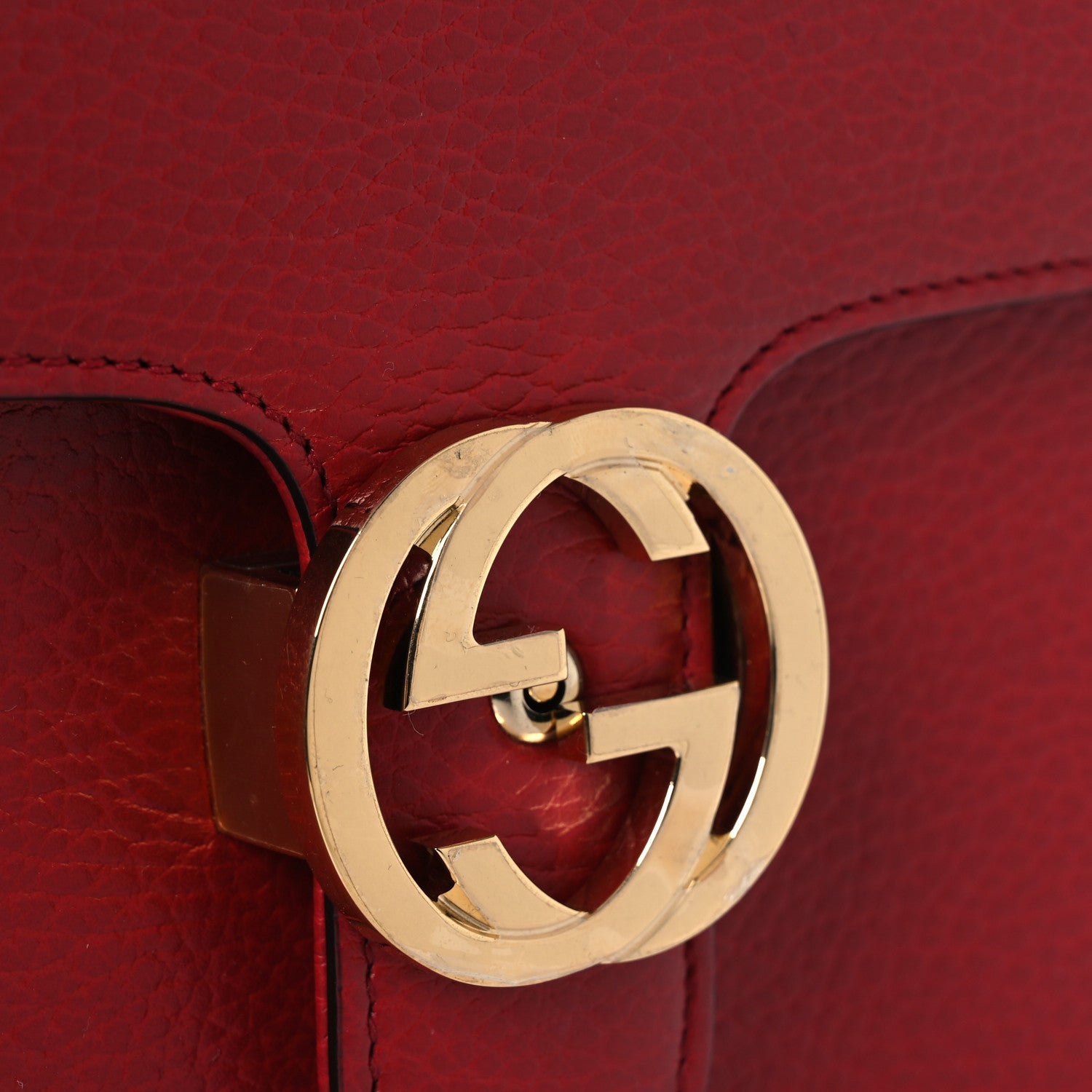 Gucci Dollar Calfskin Small Interlocking G Shoulder Bag Red