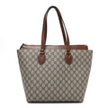 Gucci GG Supreme Monogram Medium Zippered Bucket Tote Beige Tuscany