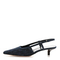 Gucci Denim GG Monogram Malaga Kid Crystal Square G 35mm Slingback Pumps 39.5 Blue