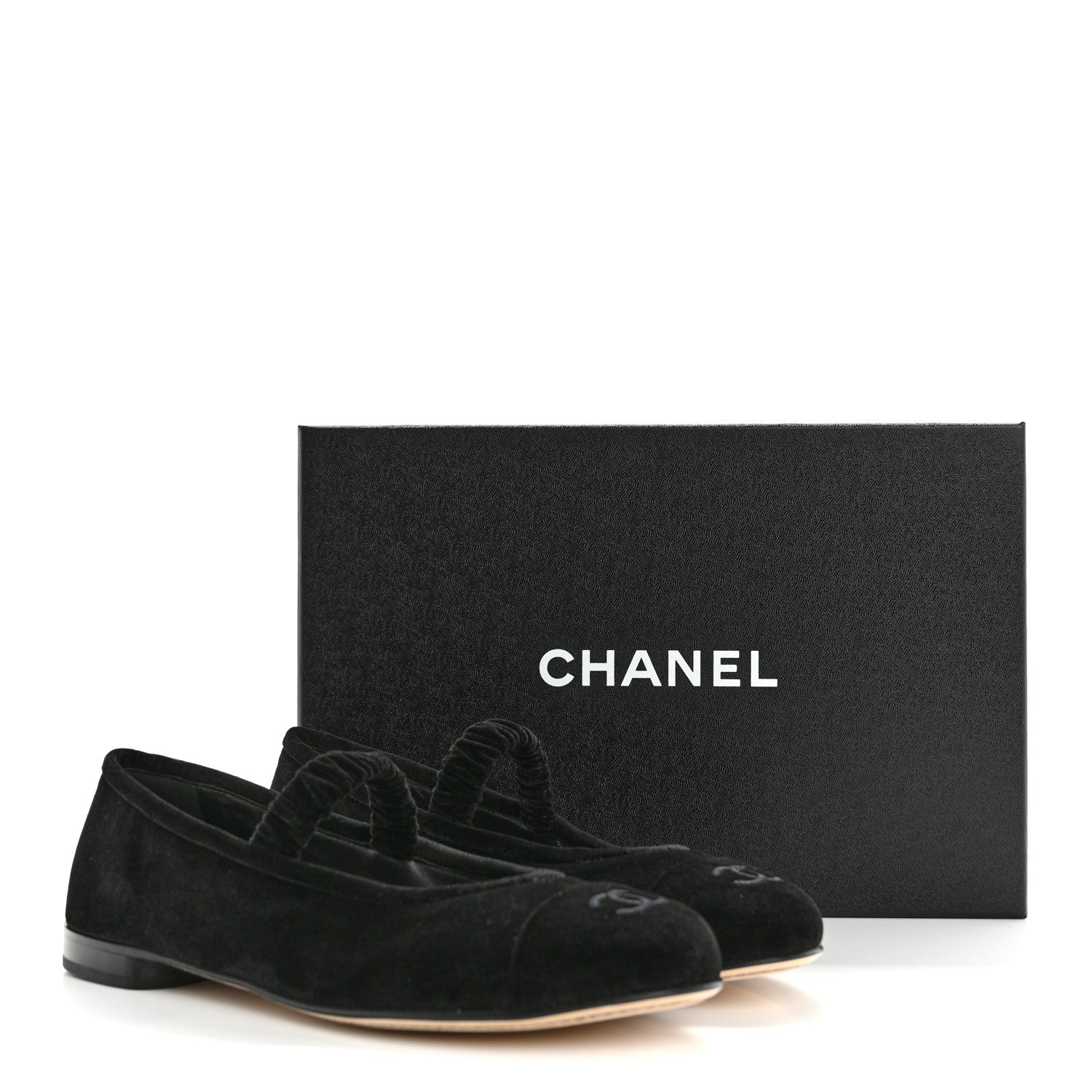 Chanel Velvet Mary Jane Flats 39 Black