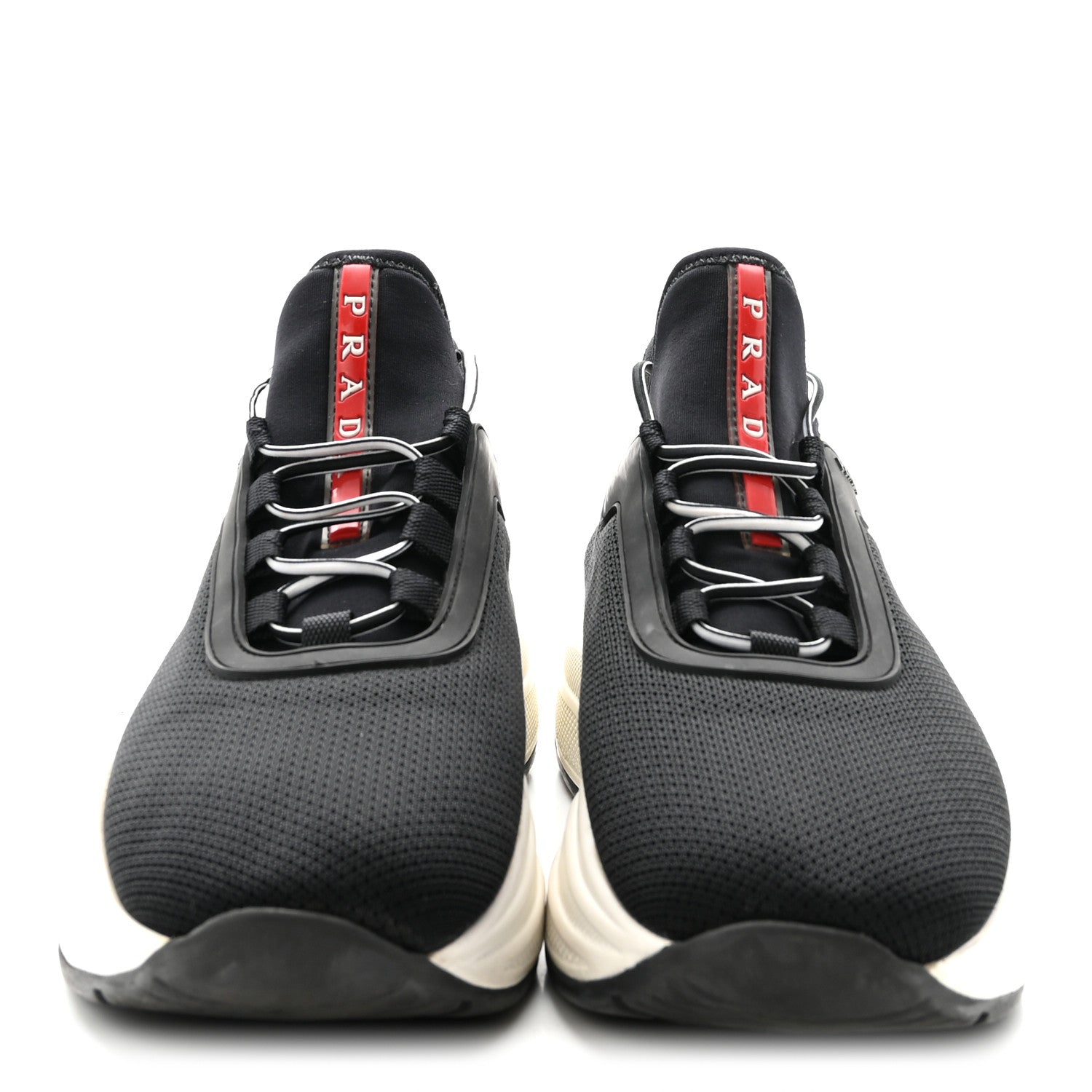 Prada Mesh Neoprene Womens America's Cup 45mm Sneakers 36.5 Black White