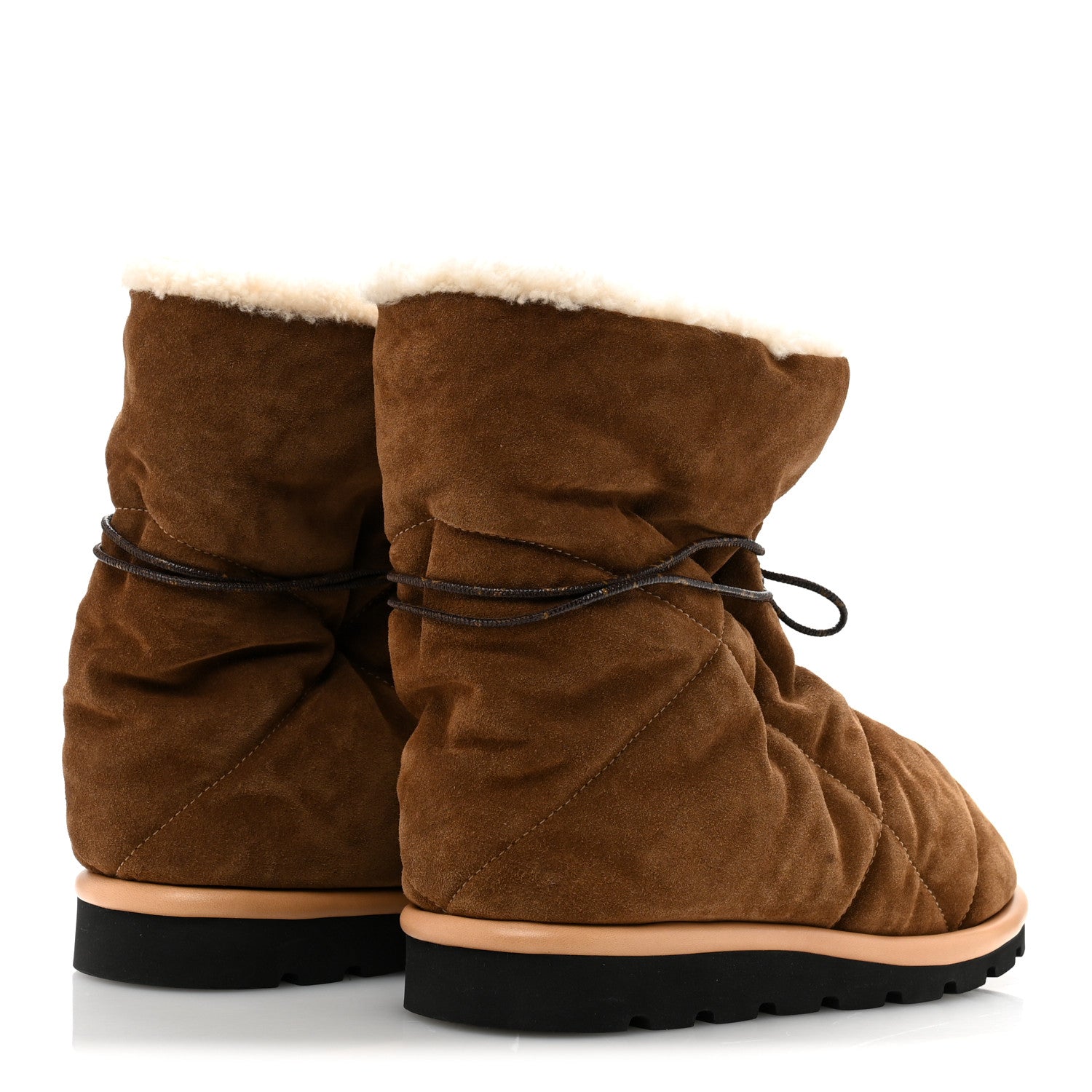Louis Vuitton Suede Shearling Quilted Flat Ankle Boot 38 Beige