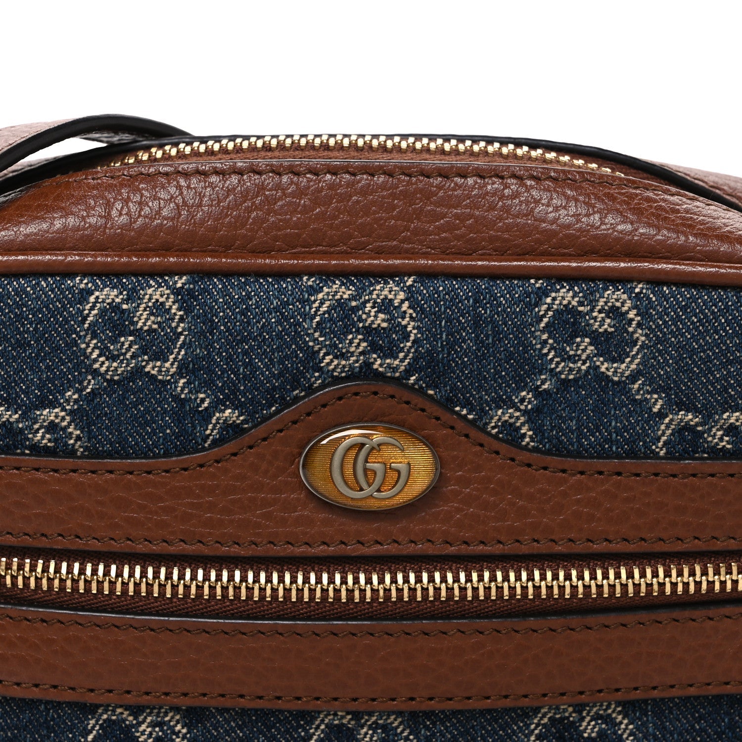Gucci New Denim GG Monogram Dollar Calfskin Mini Ophidia Shoulder Bag Blue Tea Cuir Epilog