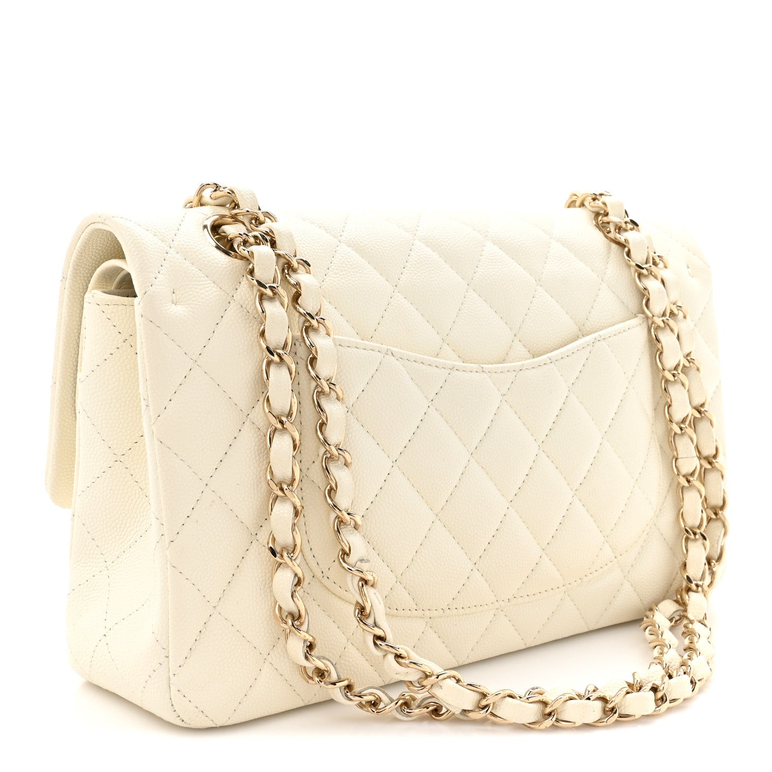 Chanel Caviar Quilted Medium Double Flap White