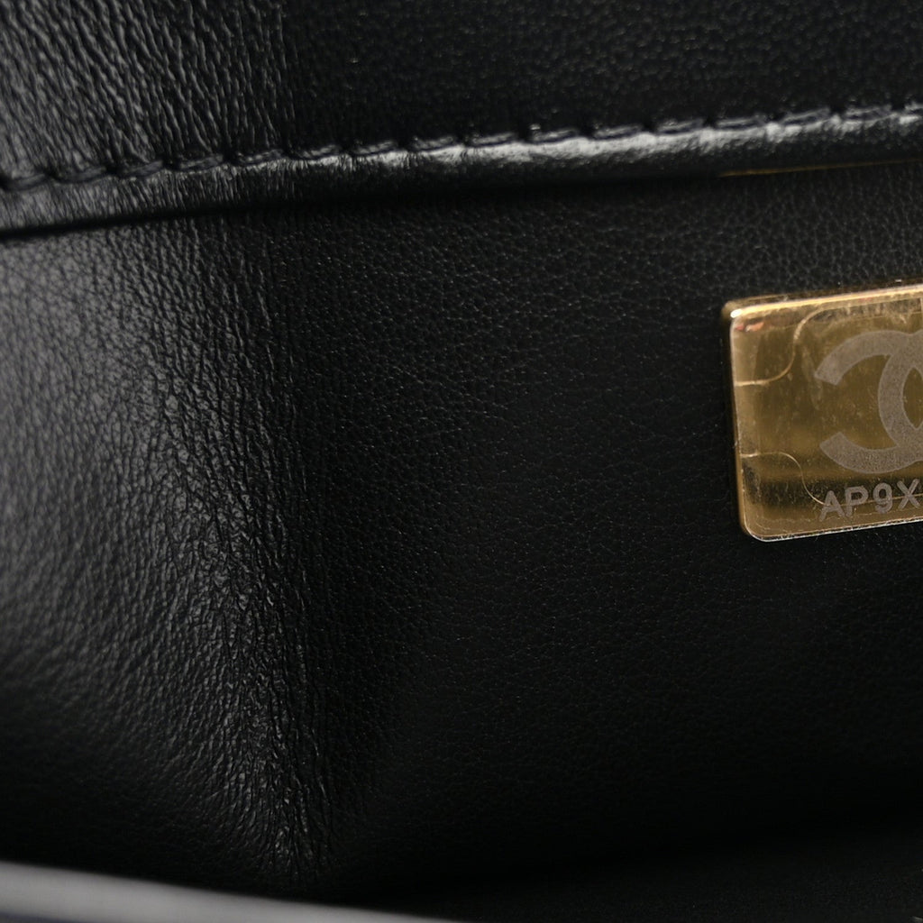 Chanel Lambskin Quilted Small Trendy CC Chain Dual Handle Flap Bag Black