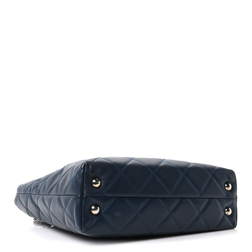 Chanel Calfskin Quilted In The Business North South Tote  Blue