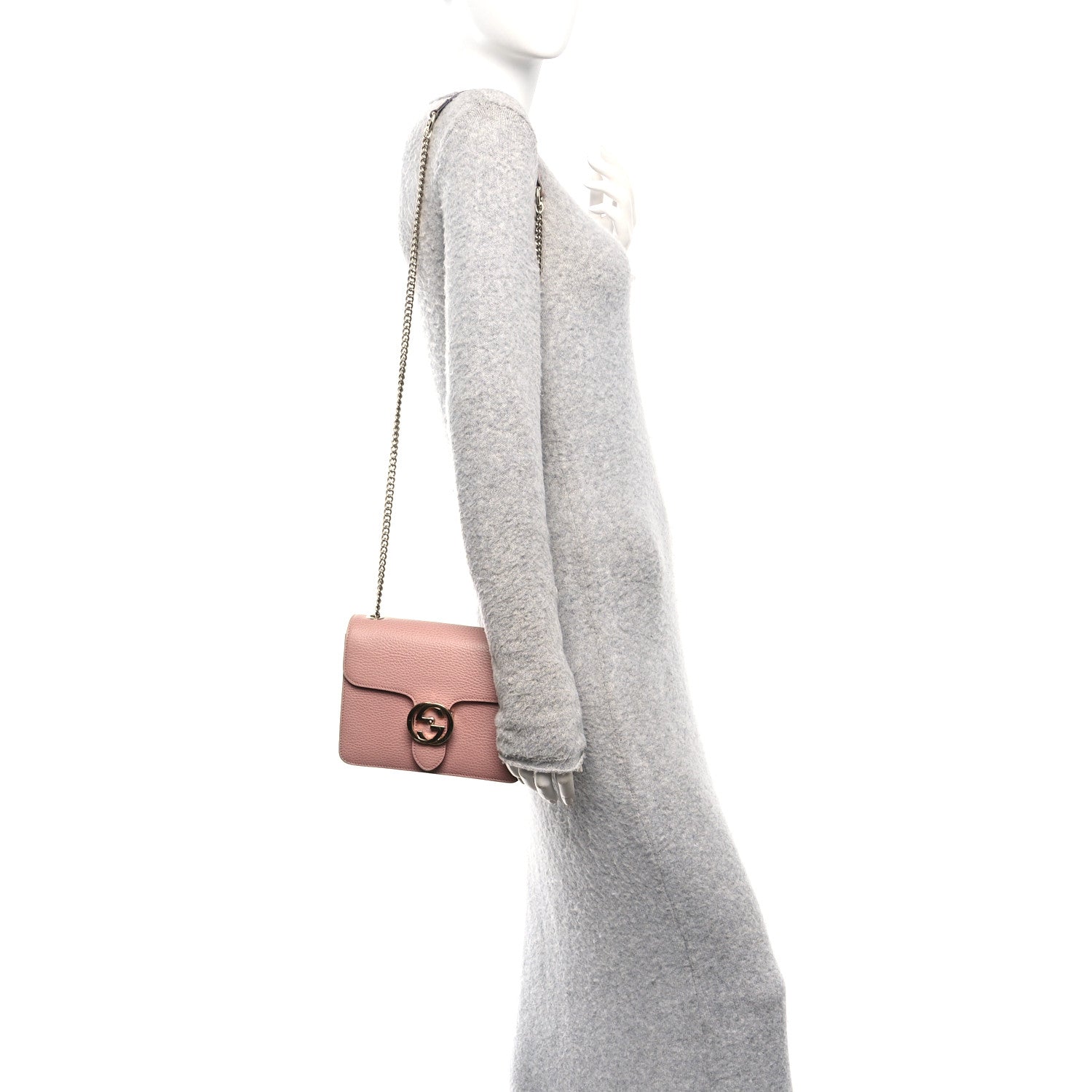 Gucci Dollar Calfskin Small Interlocking G Shoulder Bag Soft Pink