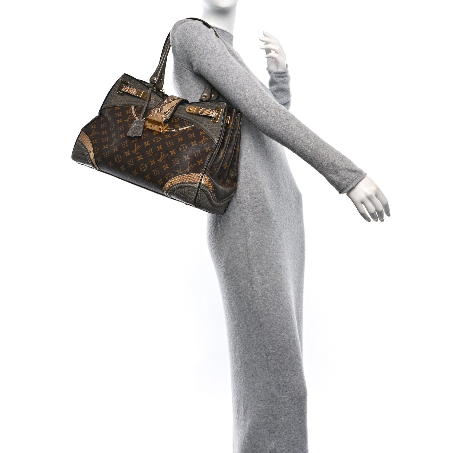 Louis Vuitton Monogram Snakeskin Alligator Monogramissime Exotic Shopper GM Gris