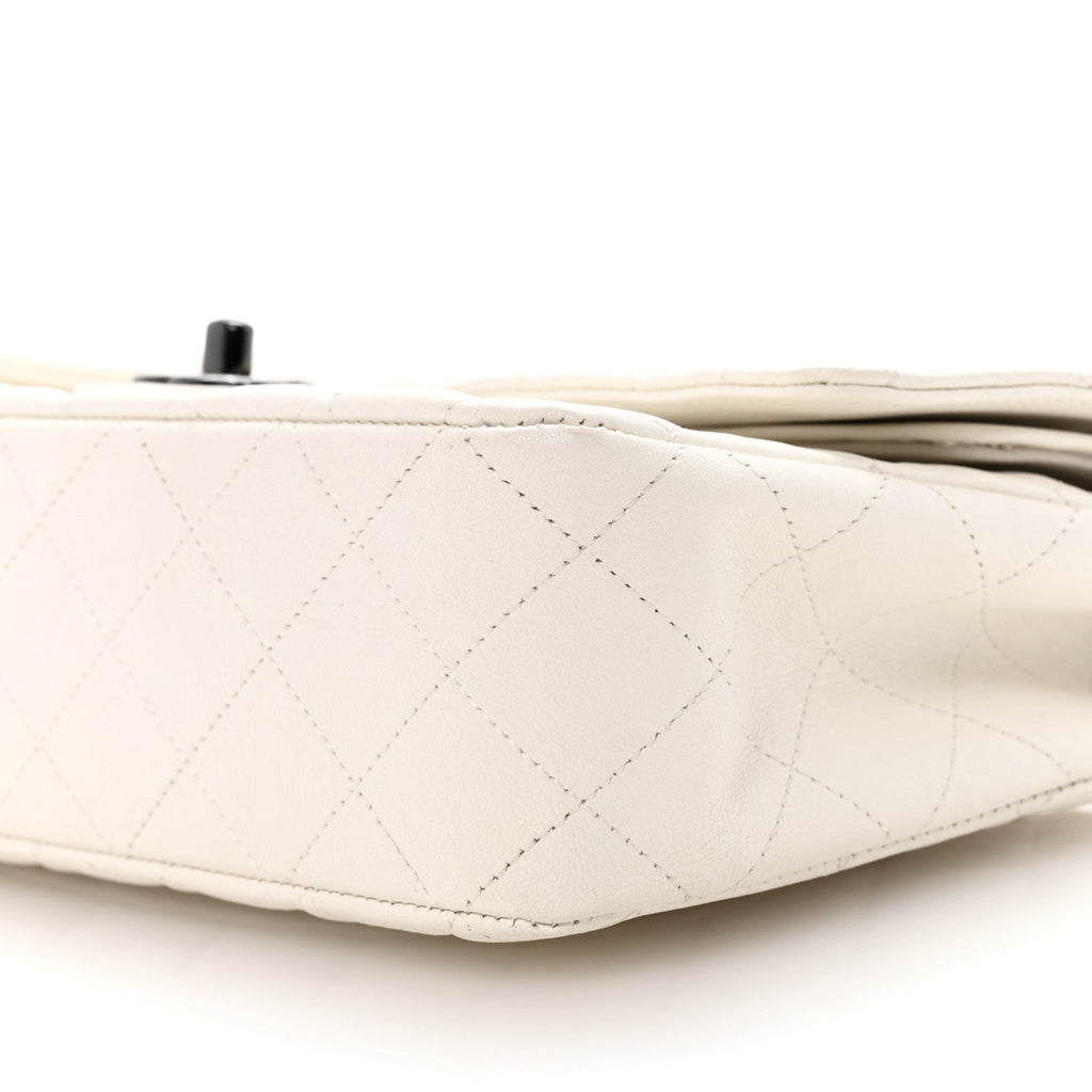 Chanel Crumpled Calfskin Quilted Medium Double Flap White