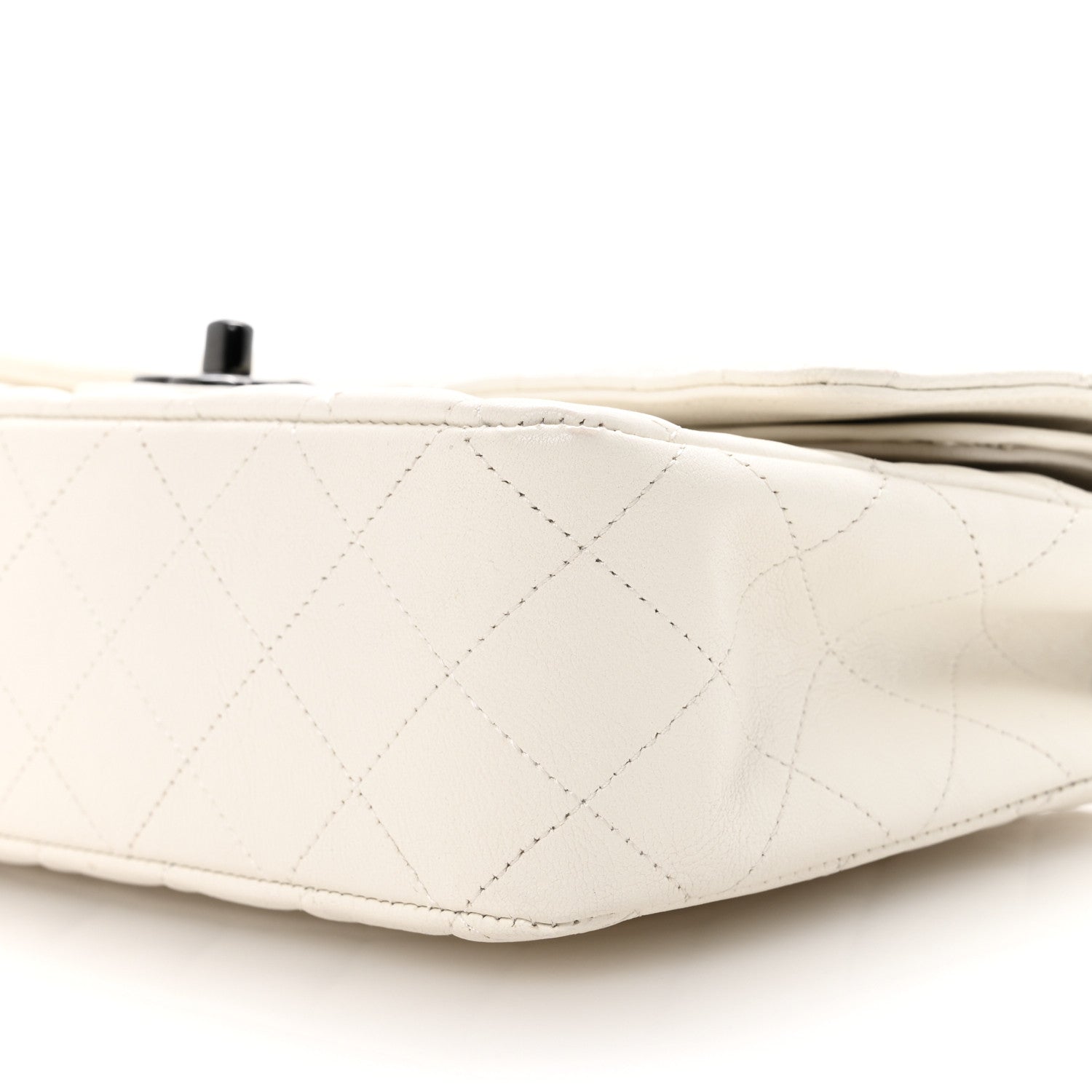 Chanel Crumpled Calfskin Quilted Medium Double Flap White