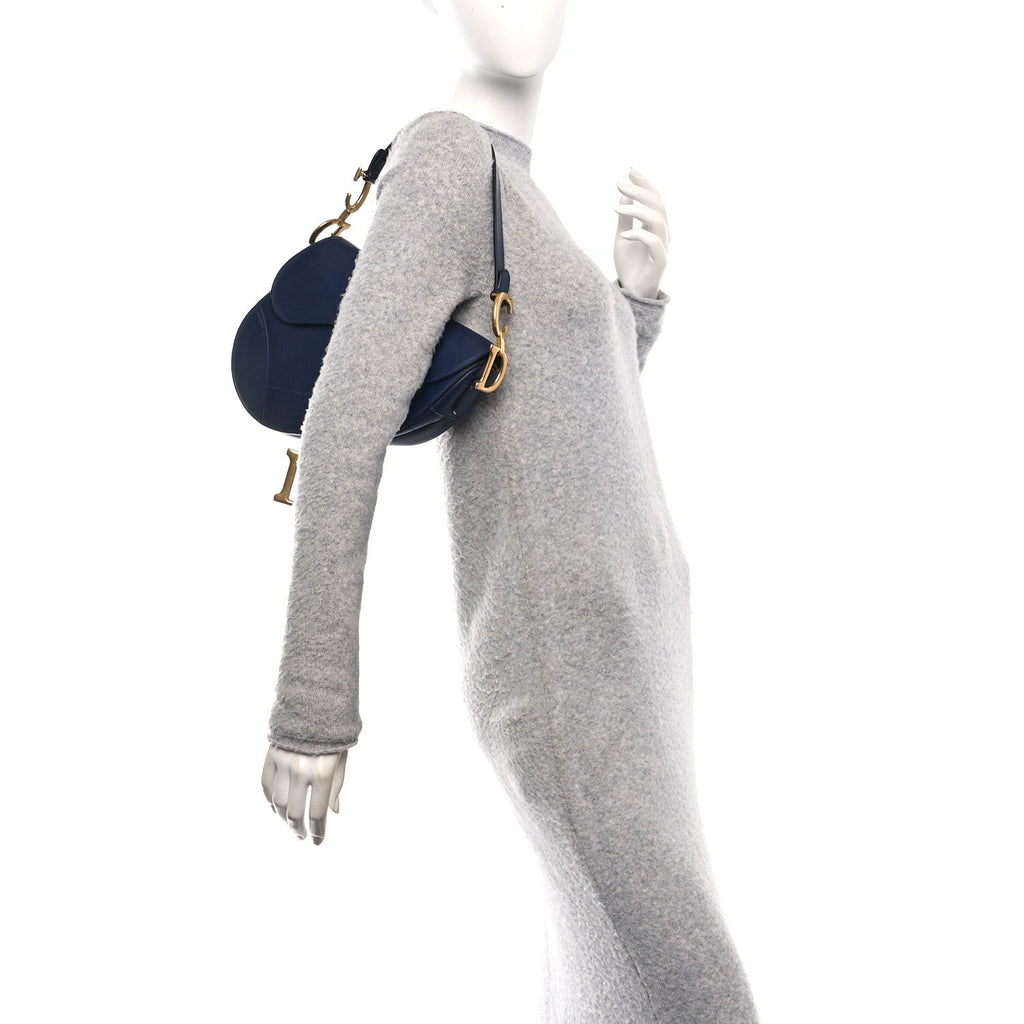 Christian Dior Calfskin Saddle Bag Blue