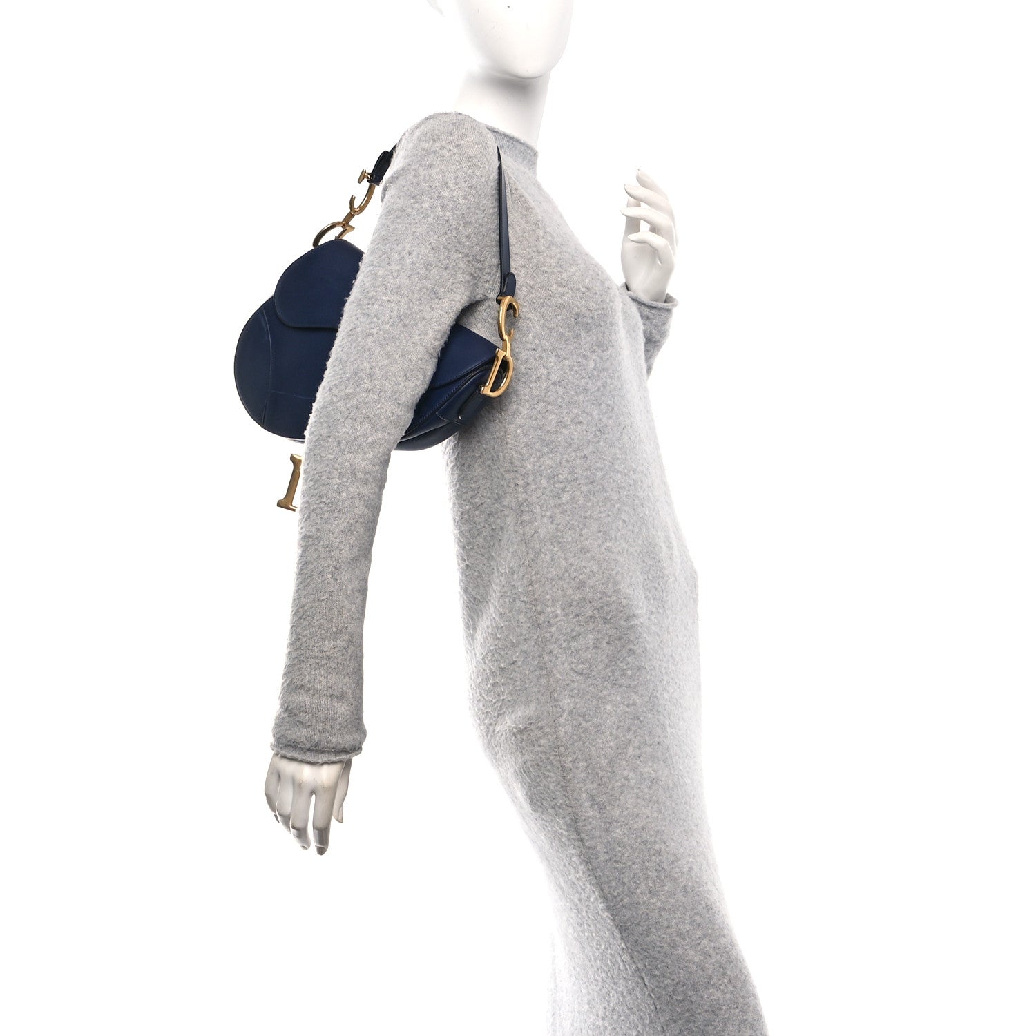 Christian Dior Calfskin Saddle Bag Blue
