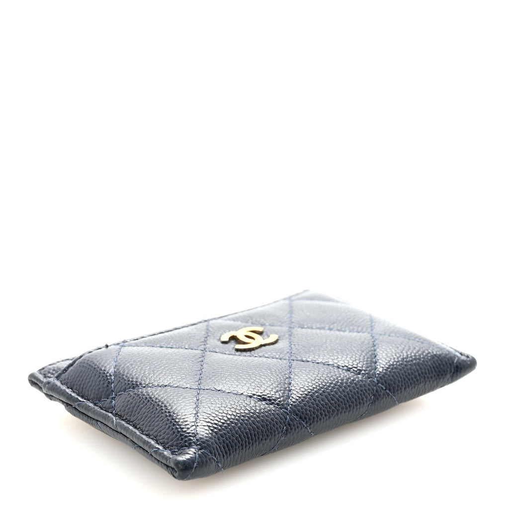 Caviar Quilted Card Holder Navy