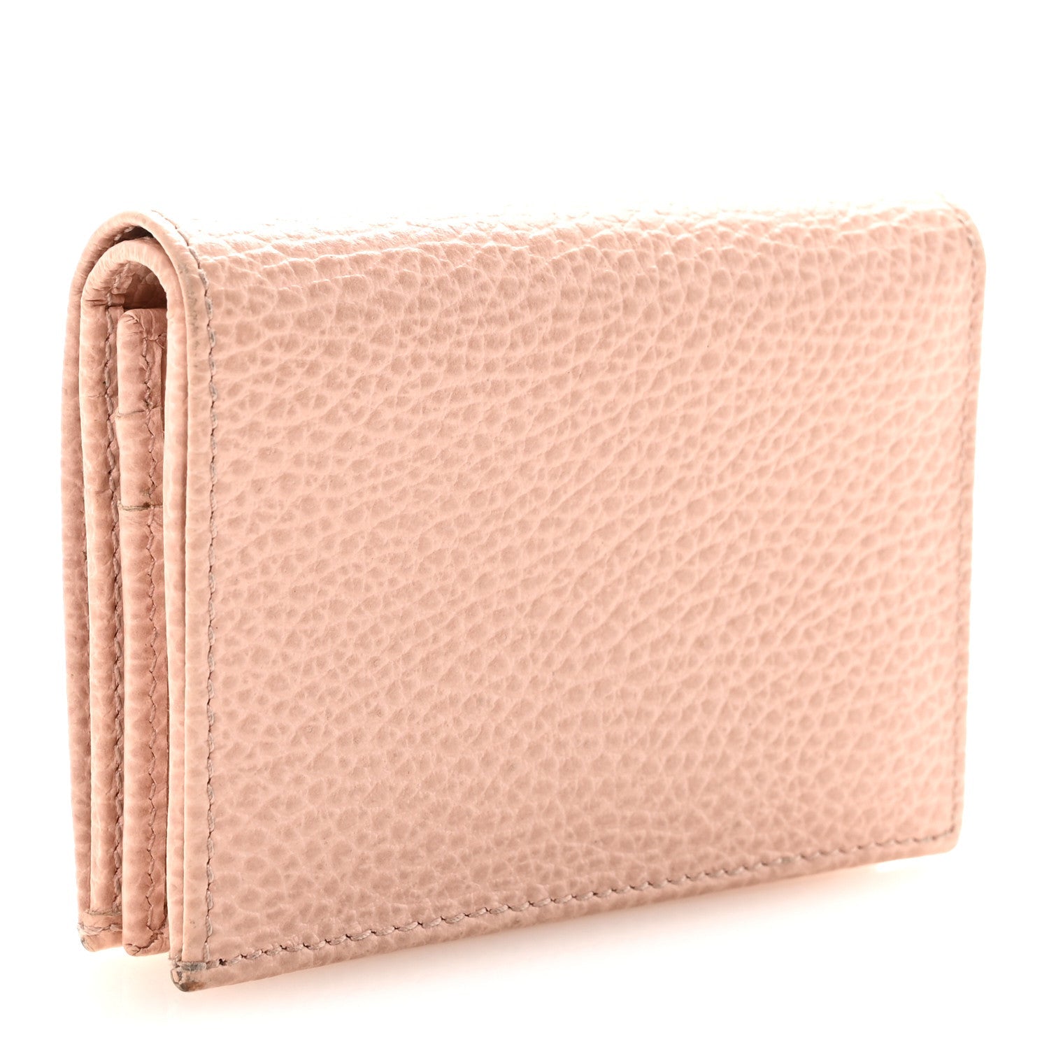 Gucci Dollar Calfskin Enamel Monochrome GG Marmont Card Case Perfect Pink